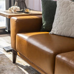 Lorenzo 2 Seater Sofa Leather Upholstered Lounge - Tan - Furniture > Sofas