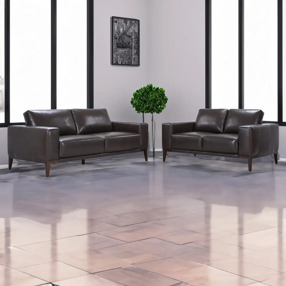 Lorenzo 3 Seater Sofa Leather Upholstered Lounge - Chocolate - Furniture > Sofas