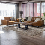 Lorenzo 3 Seater Sofa Leather Upholstered Lounge - Tan - Furniture > Sofas