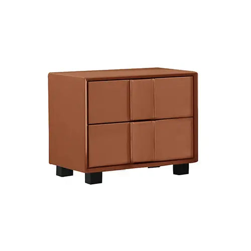 Louis Bedside Table MDF With PU Leather Wooden Legs - Furniture > Bedroom > Bedside Tables