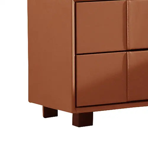 Louis Bedside Table MDF With PU Leather Wooden Legs - Furniture > Bedroom > Bedside Tables