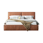 Louis Queen Bed Frame PU leather KD Slat in Wooden Legs - Furniture > Bedroom > Beds & Bed Frames