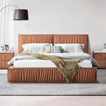 Louis Queen Bed Frame PU leather KD Slat in Wooden Legs - Furniture > Bedroom > Beds & Bed Frames