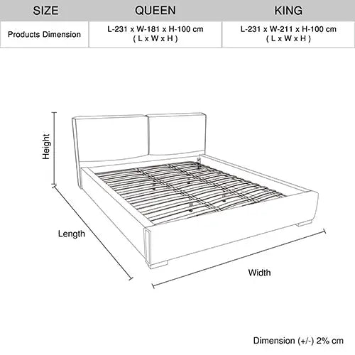 Louis Queen Bed Frame PU leather KD Slat in Wooden Legs - Furniture > Bedroom > Beds & Bed Frames