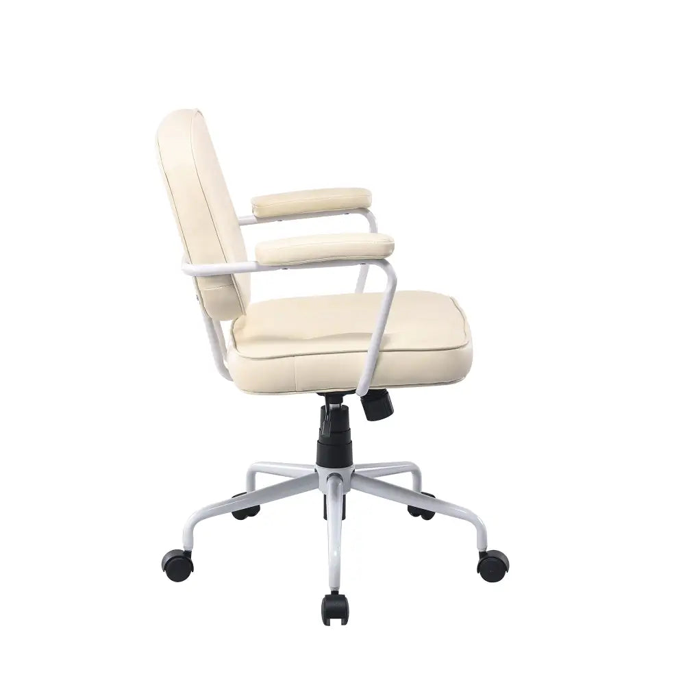Louise White Frame Faux Leather Home Office Chair in Beige - Furniture > Office