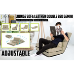 Lounge Couch Sofa Bed Double Seat Leather GEMINI BEIGE - Furniture > Sofas