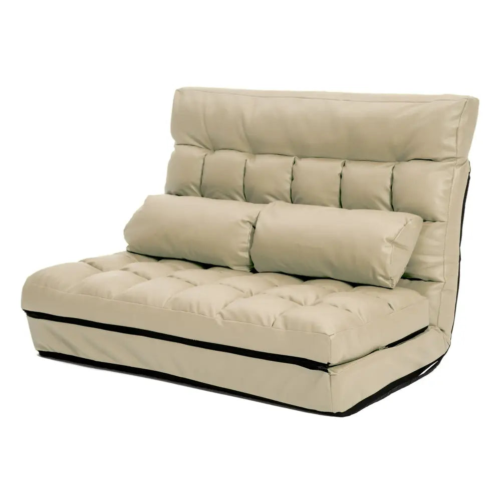 Lounge Couch Sofa Bed Double Seat Leather GEMINI BEIGE - Furniture > Sofas