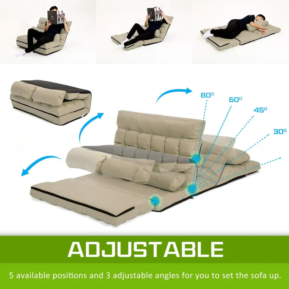 Lounge Couch Sofa Bed Double Seat Leather GEMINI BEIGE - Furniture > Sofas
