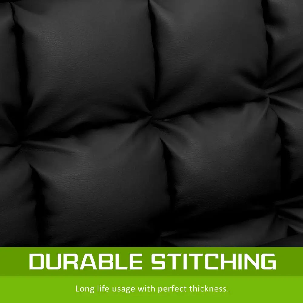 Lounge Couch Sofa Bed Double Seat Leather GEMINI BLACK - Furniture > Sofas