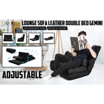 Lounge Couch Sofa Bed Double Seat Leather GEMINI BLACK - Furniture > Sofas