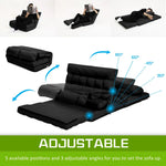 Lounge Couch Sofa Bed Double Seat Leather GEMINI BLACK - Furniture > Sofas