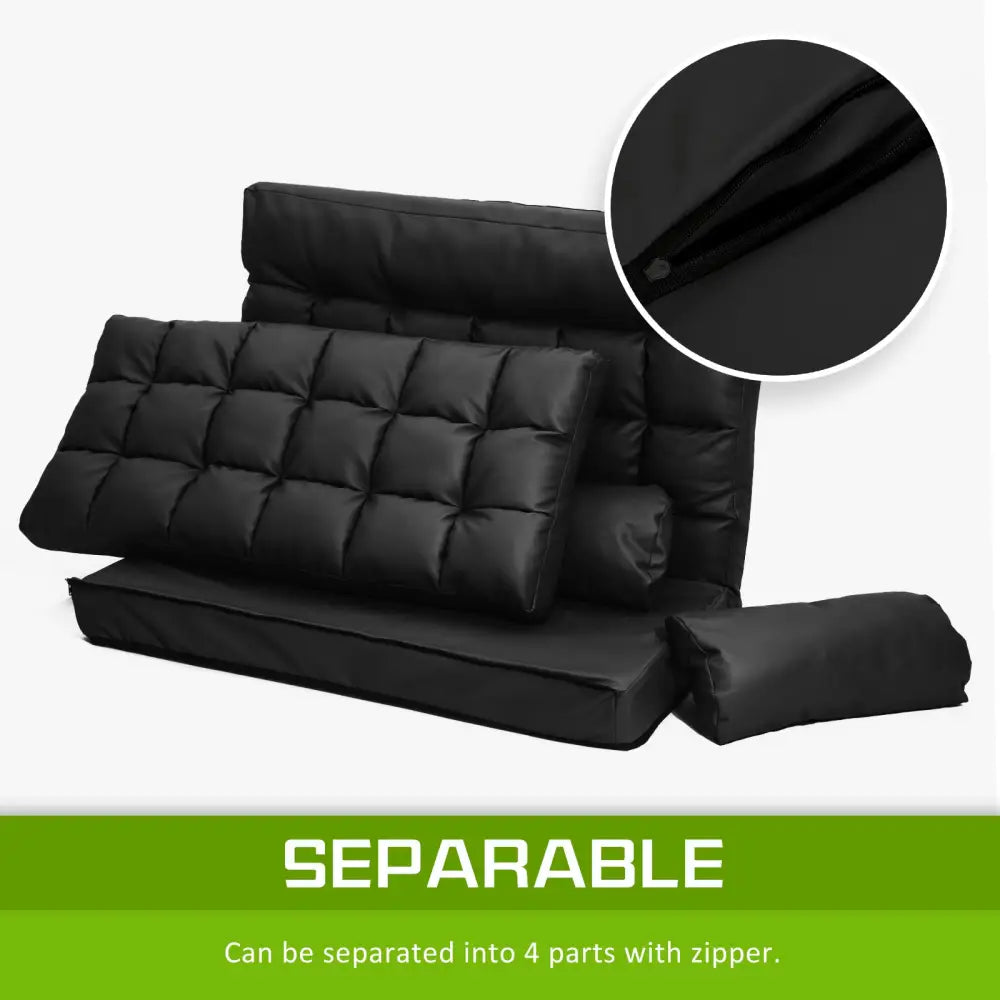 Lounge Couch Sofa Bed Double Seat Leather GEMINI BLACK - Furniture > Sofas