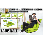 Lounge Couch Sofa Bed Double Seat Leather GEMINI GREEN - Furniture > Sofas