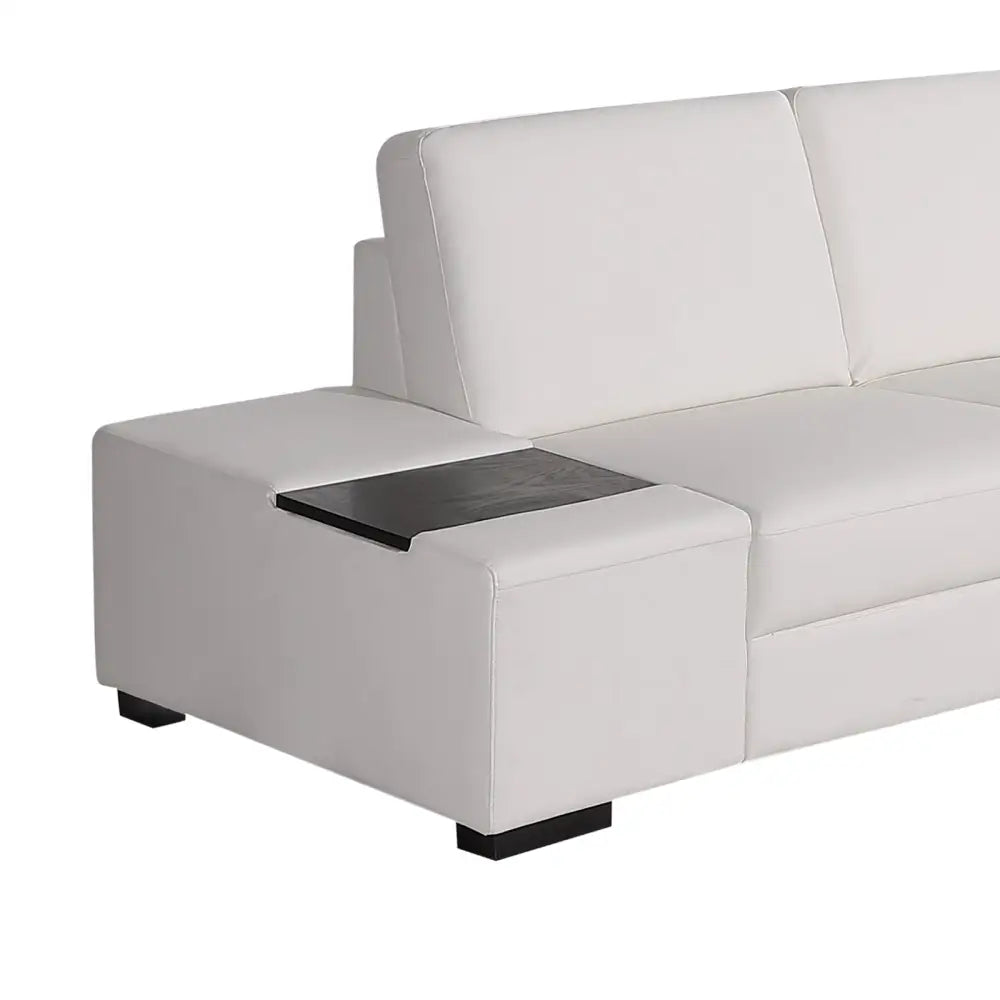 Lounge Set Luxurious 6 Seater Bonded Leather Corner Sofa Living Room Couch in White with Chaise - Furniture > Sofas