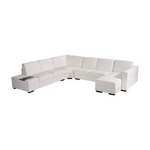 Lounge Set Luxurious 6 Seater Bonded Leather Corner Sofa Living Room Couch in White with Chaise - Furniture > Sofas