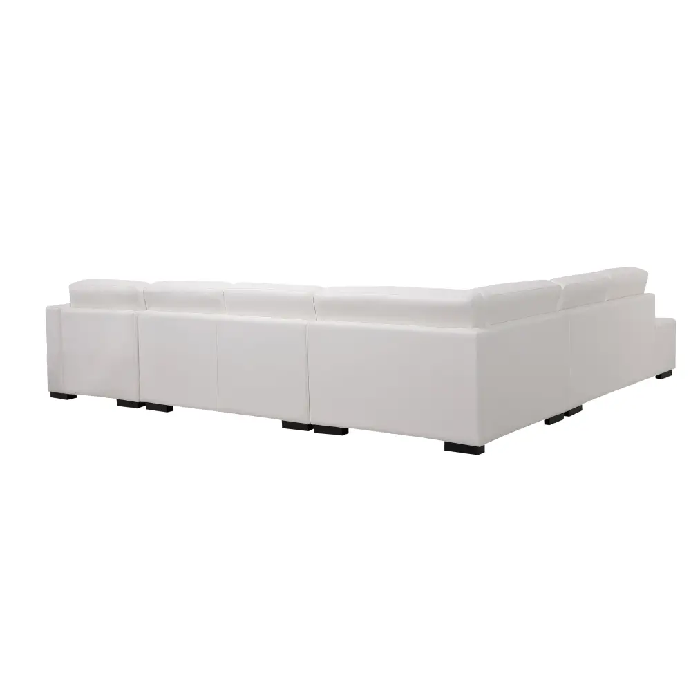 Lounge Set Luxurious 6 Seater Bonded Leather Corner Sofa Living Room Couch in White with Chaise - Furniture > Sofas