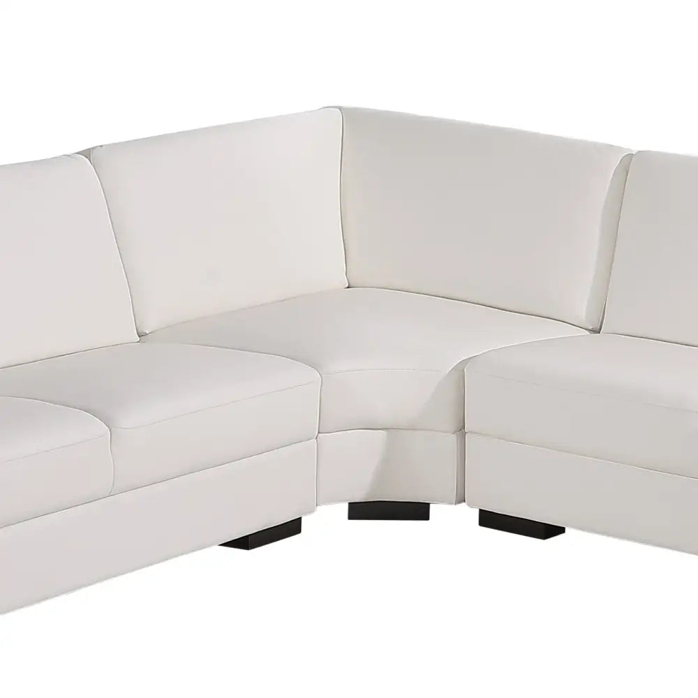 Lounge Set Luxurious 6 Seater Bonded Leather Corner Sofa Living Room Couch in White with Chaise - Furniture > Sofas