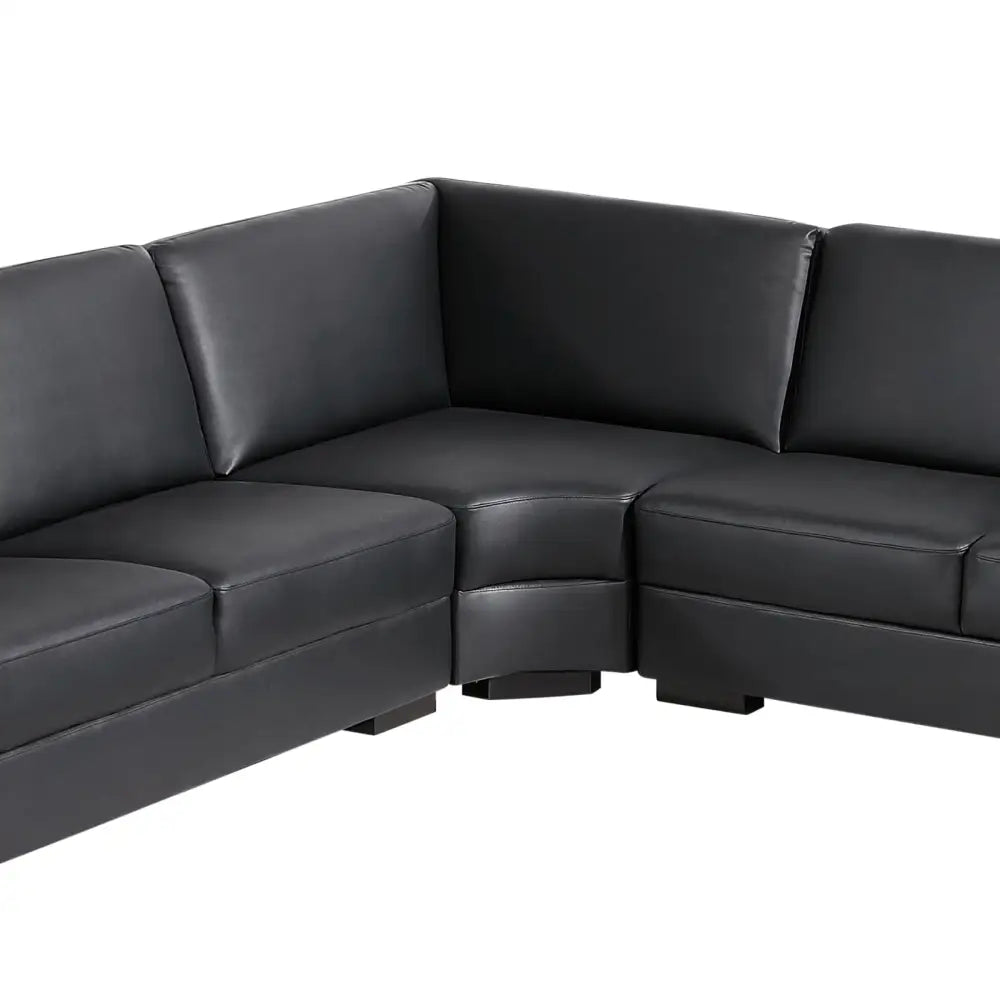 Lounge Set Luxurious 6 Seater Bonded Leather Corner Sofa Living Room Couch in Black with Chaise - Furniture > Sofas
