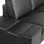 Lounge Set Luxurious 6 Seater Bonded Leather Corner Sofa Living Room Couch in Black with Chaise - Furniture > Sofas