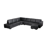 Lounge Set Luxurious 6 Seater Bonded Leather Corner Sofa Living Room Couch in Black with Chaise - Furniture > Sofas