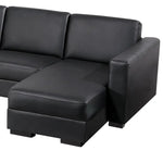 Lounge Set Luxurious 6 Seater Bonded Leather Corner Sofa Living Room Couch in Black with Chaise - Furniture > Sofas