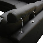 Lounge Set Luxurious 6 Seater Faux Leather Corner Sofa Living Room Couch in Black - Furniture > Bar Stools & Chairs >