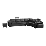 Lounge Set Luxurious 6 Seater Faux Leather Corner Sofa Living Room Couch in Black - Furniture > Bar Stools & Chairs >