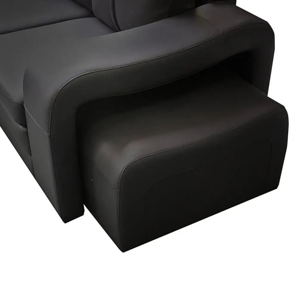 Lounge Set Luxurious 6 Seater Faux Leather Corner Sofa Living Room Couch in Black - Furniture > Bar Stools & Chairs >