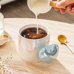 Lovely 3D Heart Love Ceramic Cup Mug Puffy Heart Handle with Gift Box (Purple) - Home & Garden > Kitchenware