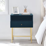Lucia Slender Fluted Bedside Table in Blue - Furniture > Bedroom > Bedside Tables
