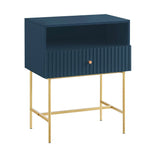 Lucia Slender Fluted Bedside Table in Blue - Furniture > Bedroom > Bedside Tables