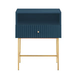 Lucia Slender Fluted Bedside Table in Blue - Furniture > Bedroom > Bedside Tables