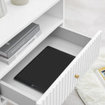 Lucia Slender Fluted Bedside Table in White - Furniture > Living Room
