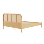 Lulu Bed Frame with Curved Rattan Bedhead - Double - Furniture > Bedroom