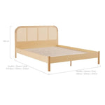 Lulu Bed Frame with Curved Rattan Bedhead - Double - Furniture > Bedroom