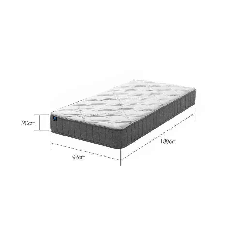 LUNALAND Easeful Eco Spay Foam Pocket Spring 20CM Single Hybrid Mattress - Furniture > Mattresses