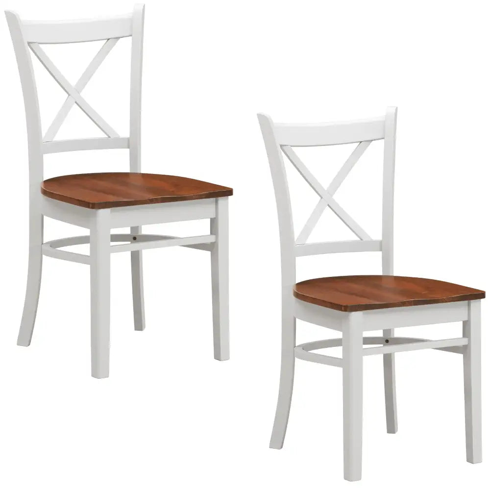 Lupin Dining Chair Set of 2 Crossback Solid Rubber Wood Furniture - White Oak - Furniture > Dining