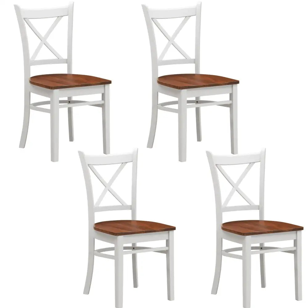 Lupin Dining Chair Set of 4 Crossback Solid Rubber Wood Furniture - White Oak - Furniture > Dining
