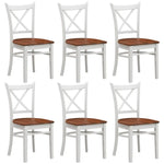 Lupin Dining Chair Set of 6 Crossback Solid Rubber Wood Furniture - White Oak - Furniture > Dining