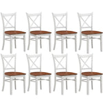 Lupin Dining Chair Set of 8 Crossback Solid Rubber Wood Furniture - White Oak - Furniture > Dining
