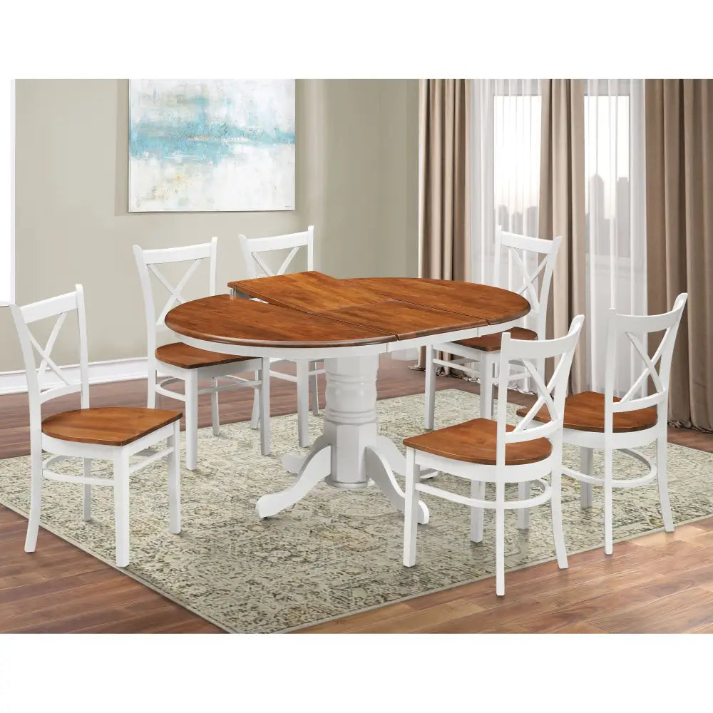 Lupin Dining Chair Set of 8 Crossback Solid Rubber Wood Furniture - White Oak - Furniture > Dining