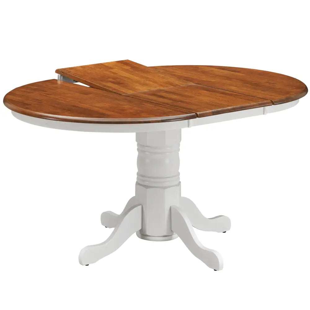Lupin Extendable Dining Table 150cm Pedestral Stand Solid Rubber Wood -White Oak - Furniture > Dining