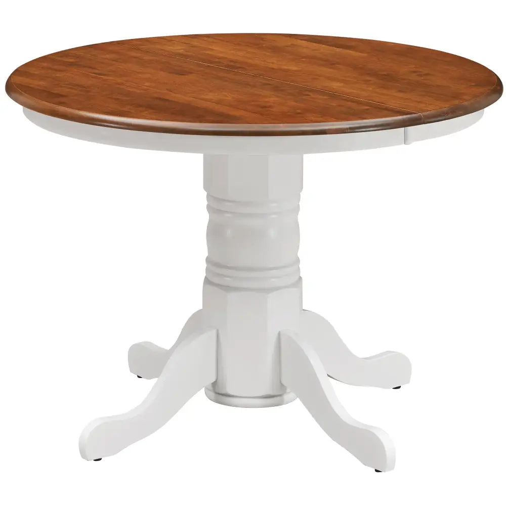 Lupin Round Dining Table 106cm Pedestral Stand Solid Rubber Wood - White Oak - Furniture > Dining