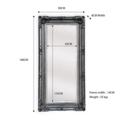 LUX French Provincial Ornate Mirror - Black - Home & Garden > Decor