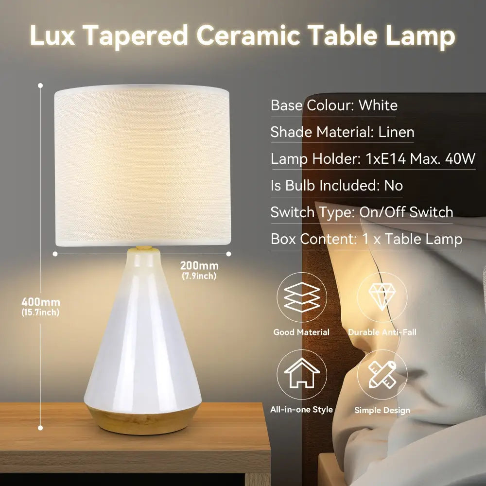 Lux Tapered Ceramic Table Lamp - Home & Garden > Lighting > Table Lamps