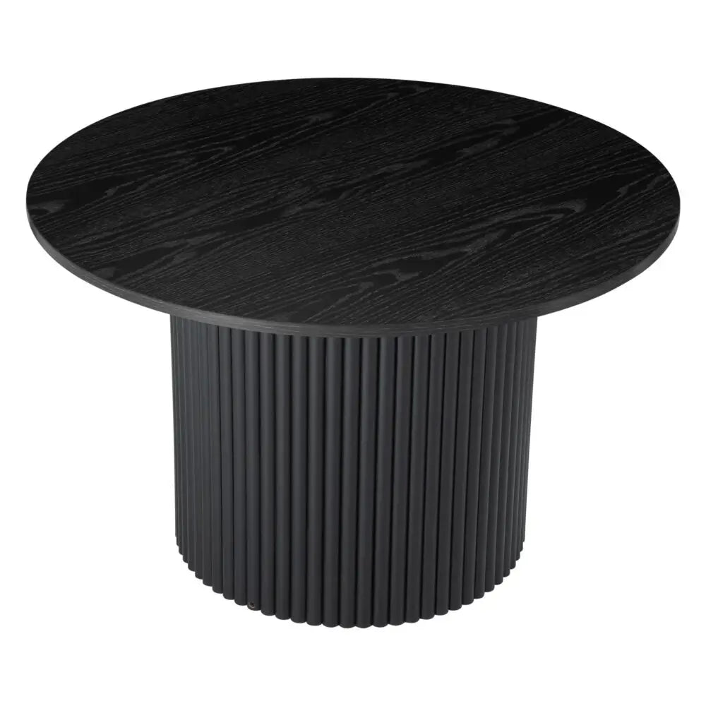 Luxe Black Ribbed Texture Wooden Coffee Table - Furniture > Living Room