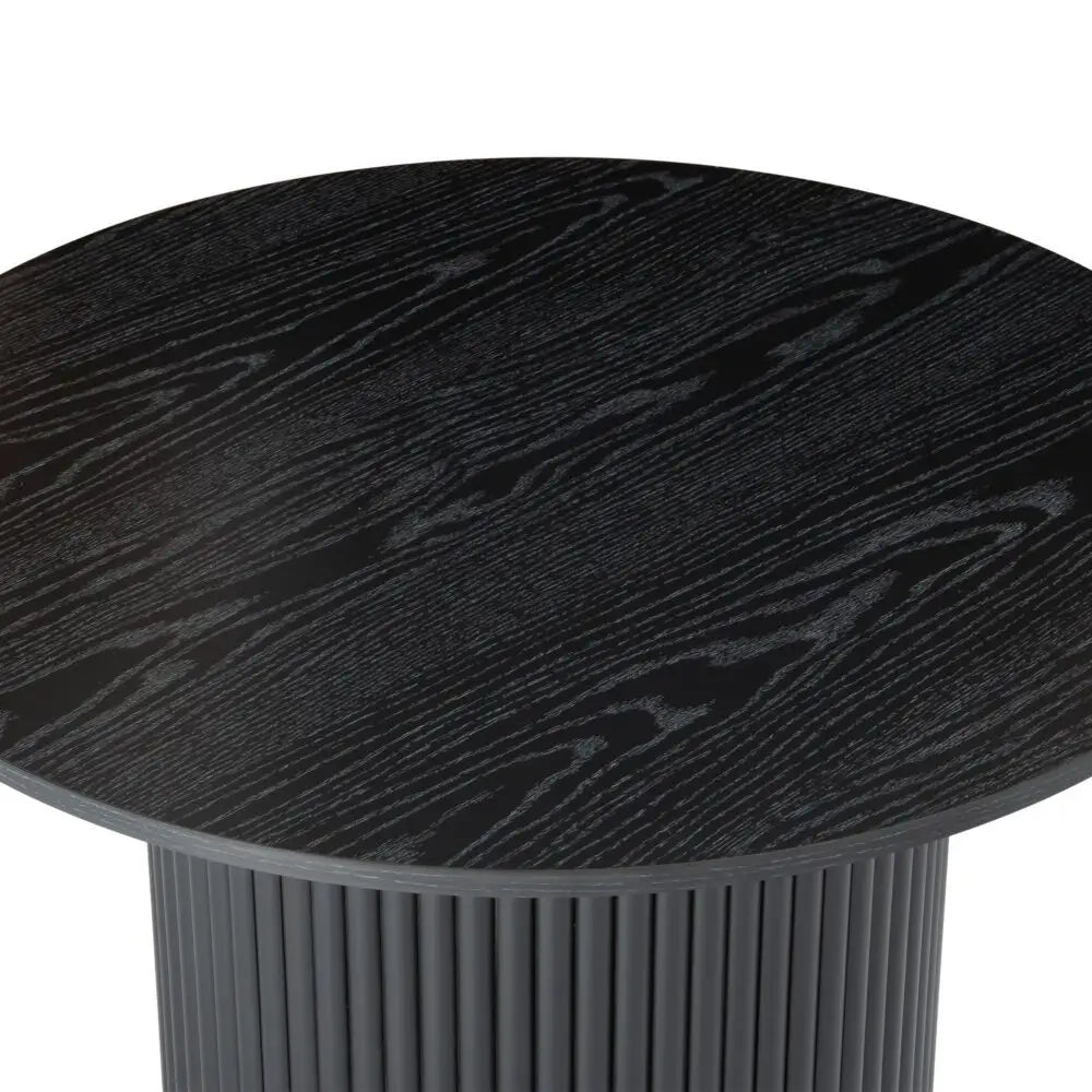 Luxe Black Ribbed Texture Wooden Coffee Table - Furniture > Living Room
