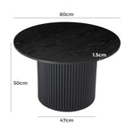 Luxe Black Ribbed Texture Wooden Coffee Table - Furniture > Living Room