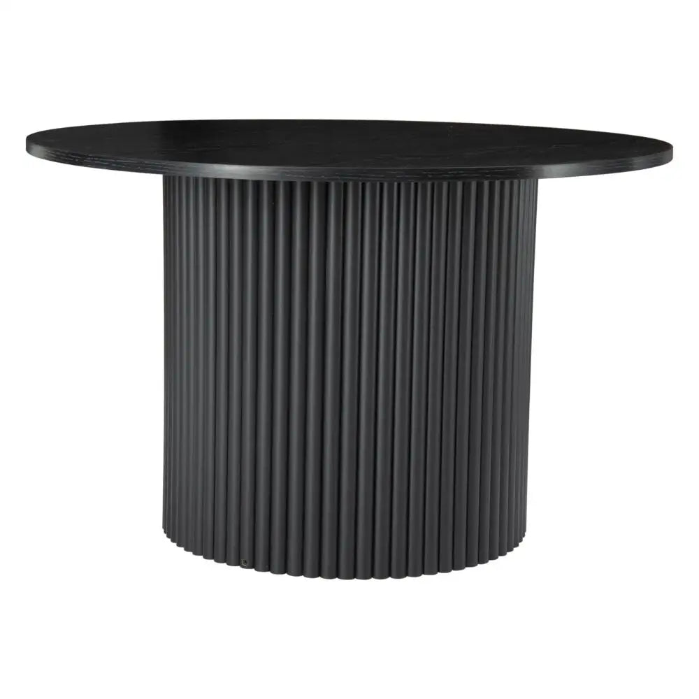 Luxe Black Ribbed Texture Wooden Coffee Table - Furniture > Living Room
