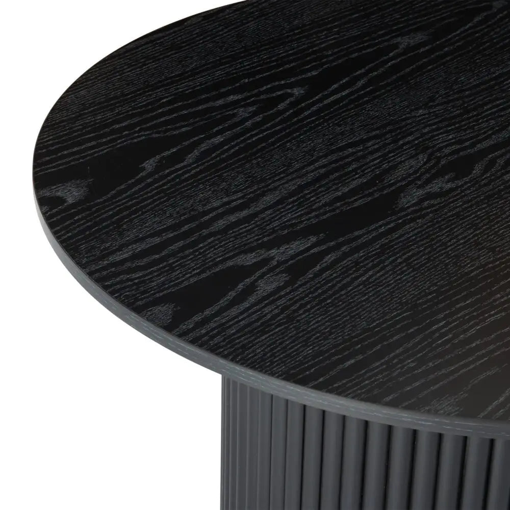 Luxe Black Ribbed Texture Wooden Coffee Table - Furniture > Living Room
